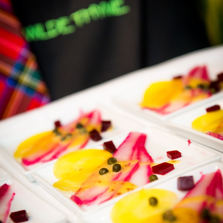 Beetroot Cured Halibut from Wilde Thyme Catering.