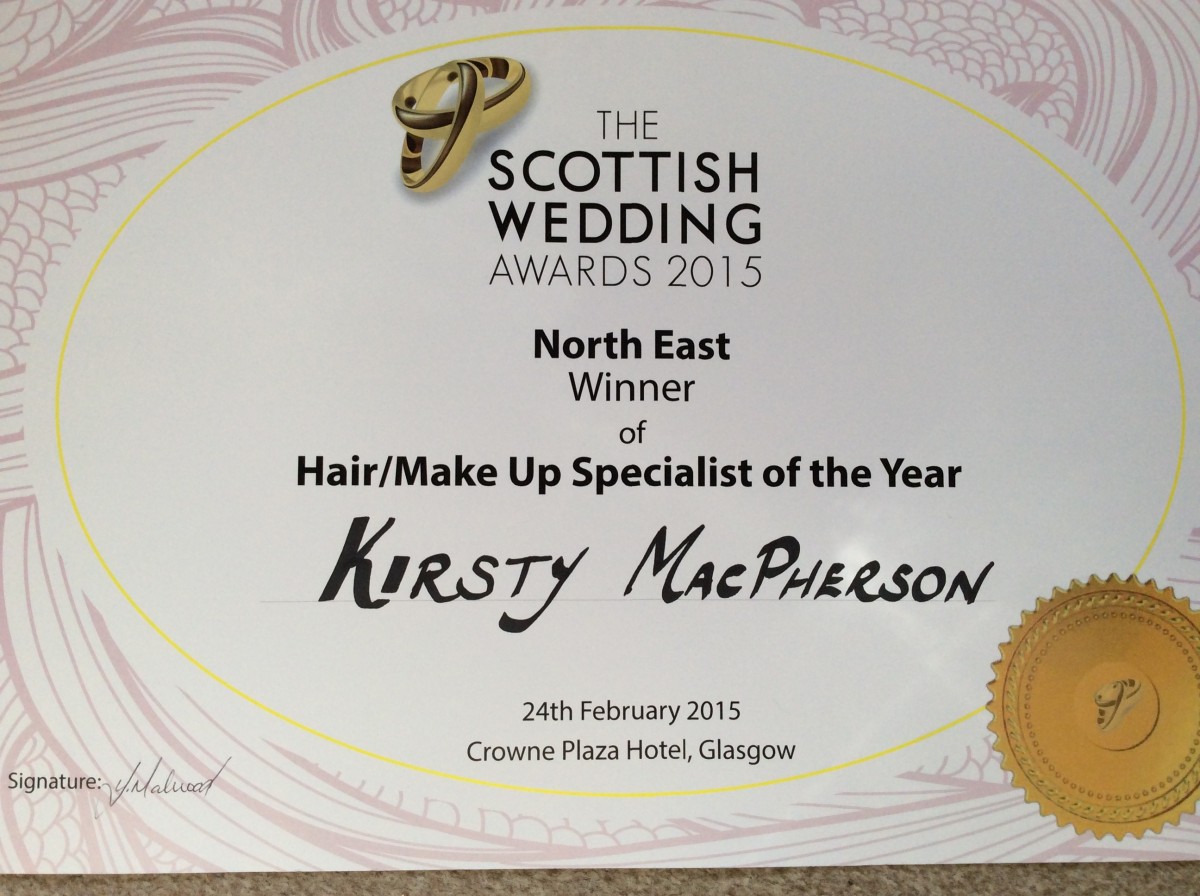 KIRSTY Mac winning certificate