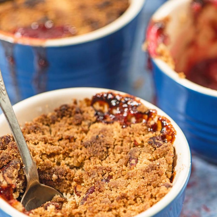 Plum Cinnamon and Red Wine Crumble Spoon