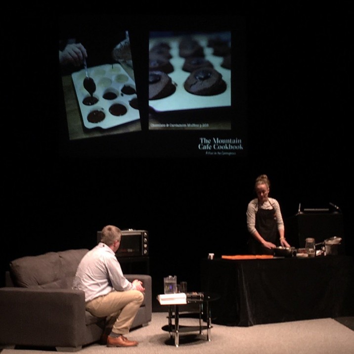 Kirsten Gilmour from the Mountain Cafe Aviemore rustling up some of her famous sweet creations on the stage!