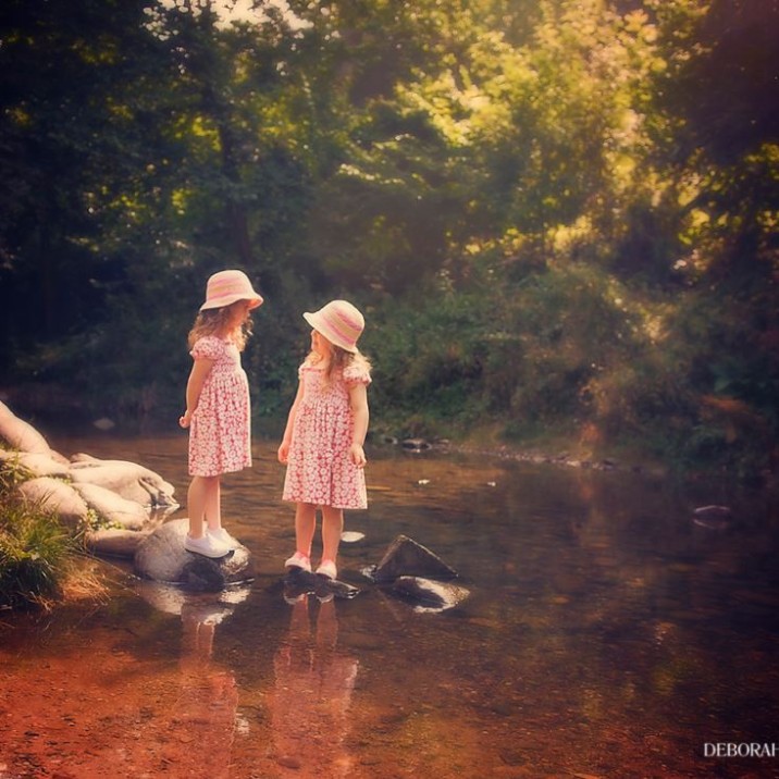 Girls standing on stepping stonesThis was taken at Quarrymill – Cafe a favourite with my girls