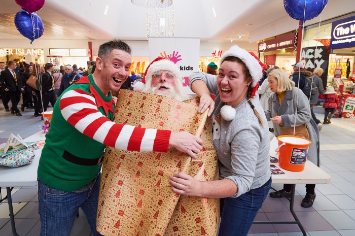 Even Santa was wrapped when Webster and Claire from Radio Tay's award-winning 'Wake Up With Webster' show were left to man the Charity Gift Wrap station!