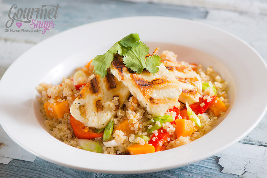 Warm Quinoa Salad Served with Chargrilled Halloumi