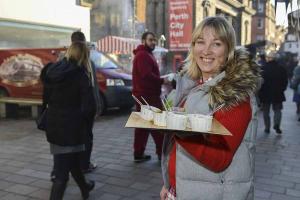 Nicki is ready with the soup tasters for everyone at the #SmallCityRecipes Roadshow