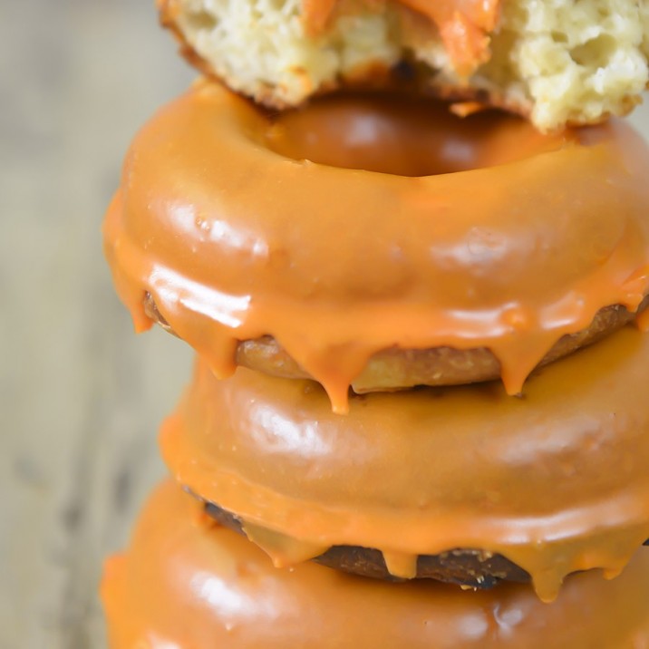 A stack of baked apple doughnuts
