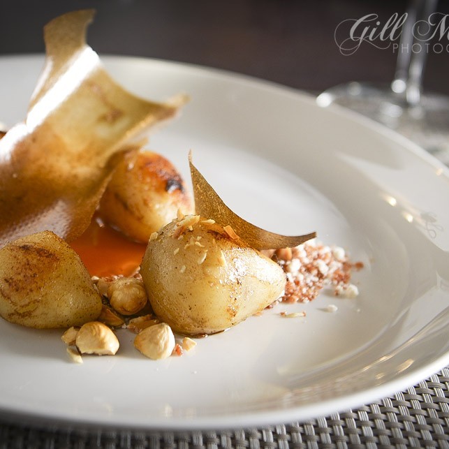 A stunning dish that you can try at home. Jerusalem Artichoke, Brown Butter, Smoked Bacon, Hazelnuts, Hawberry Jam