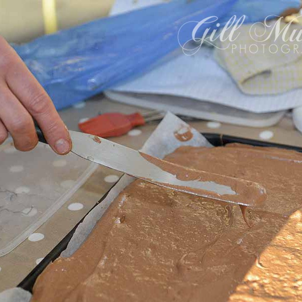Spread your batter nice and evenly before baking.