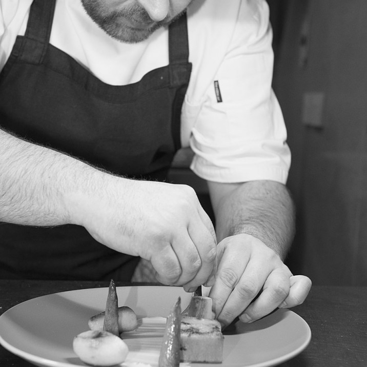 Haunch of venison, sweet potato fondant, roasted winter roots, pear and sauce grand-veneur