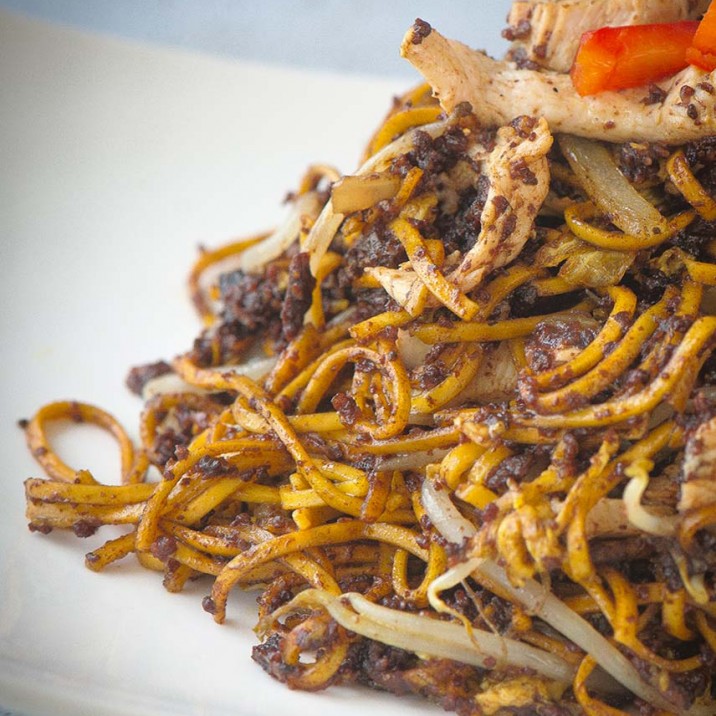 Chicken and Stornoway Black pudding with Fermented Chilli Noodles