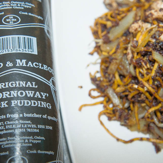 Chicken and Stornoway Black pudding with Fermented Chilli Noodles