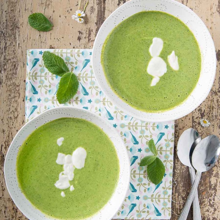 Watercress Soup with a Creamy Swirl