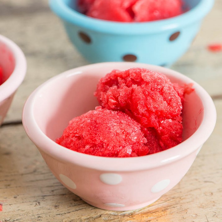 Raspberry Sorbet in two bowls