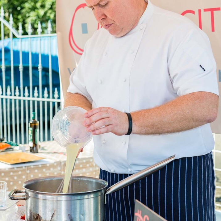 Lemon Posset being prepared by Trevor Garden, the Executive Chef at Sodexo Prestige in Scotland