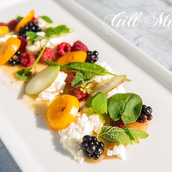 Foraged Fruit Salad with honey curd. Food of The Gods!