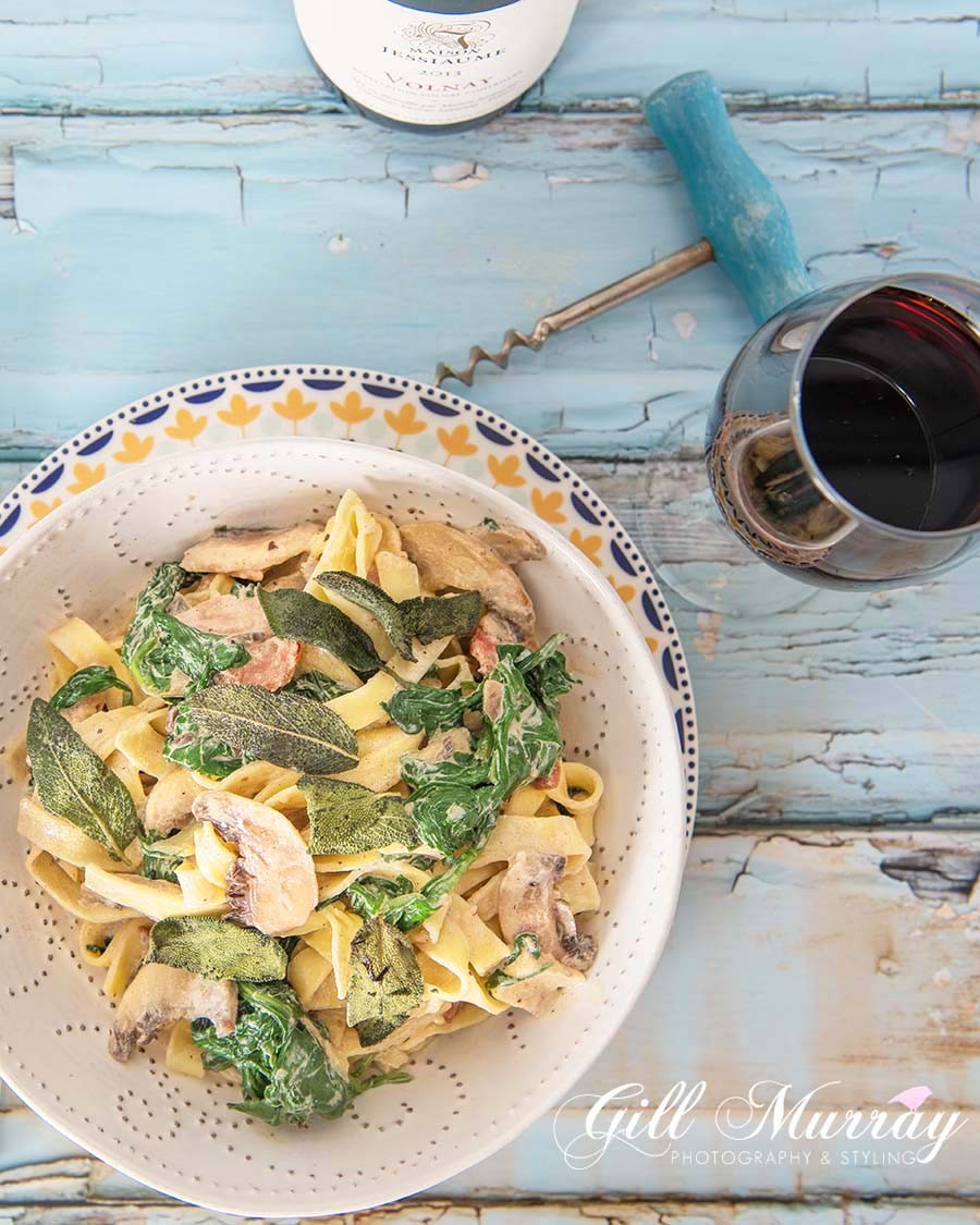 Mushroom, Spinach and Pancetta Tagliatelle