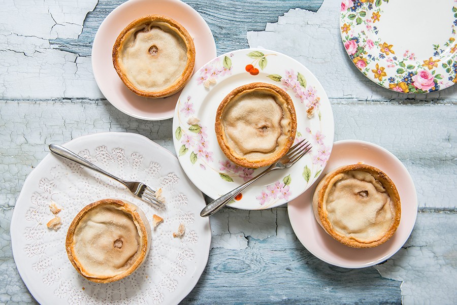 Murrays Pies on vintage china. Cult following mixed with hipster chic.