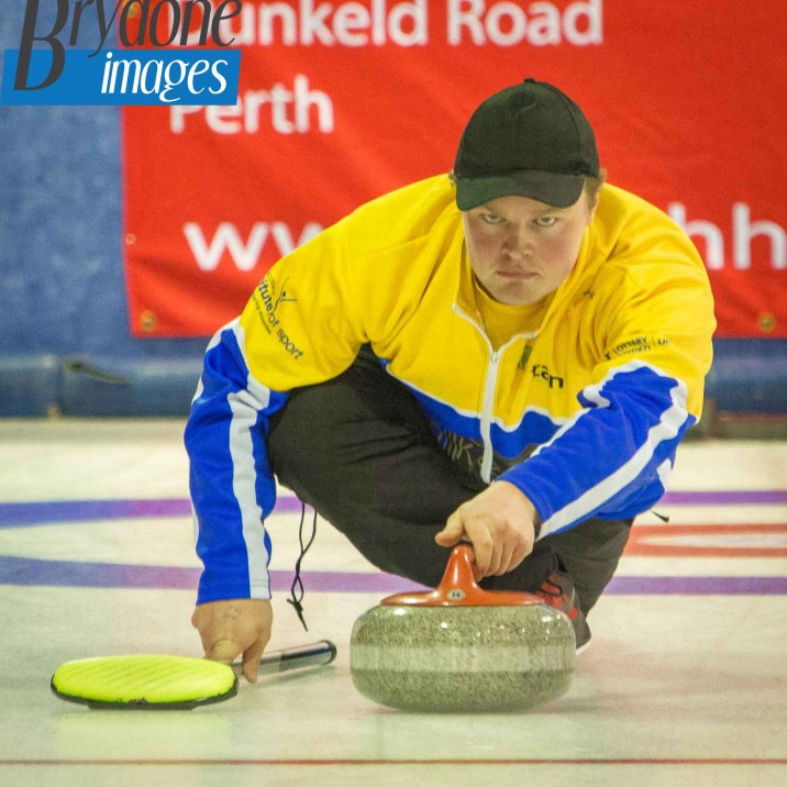 Local man, Cammy Smith curling in Team Smith at City of Perth Masters in January 2016.