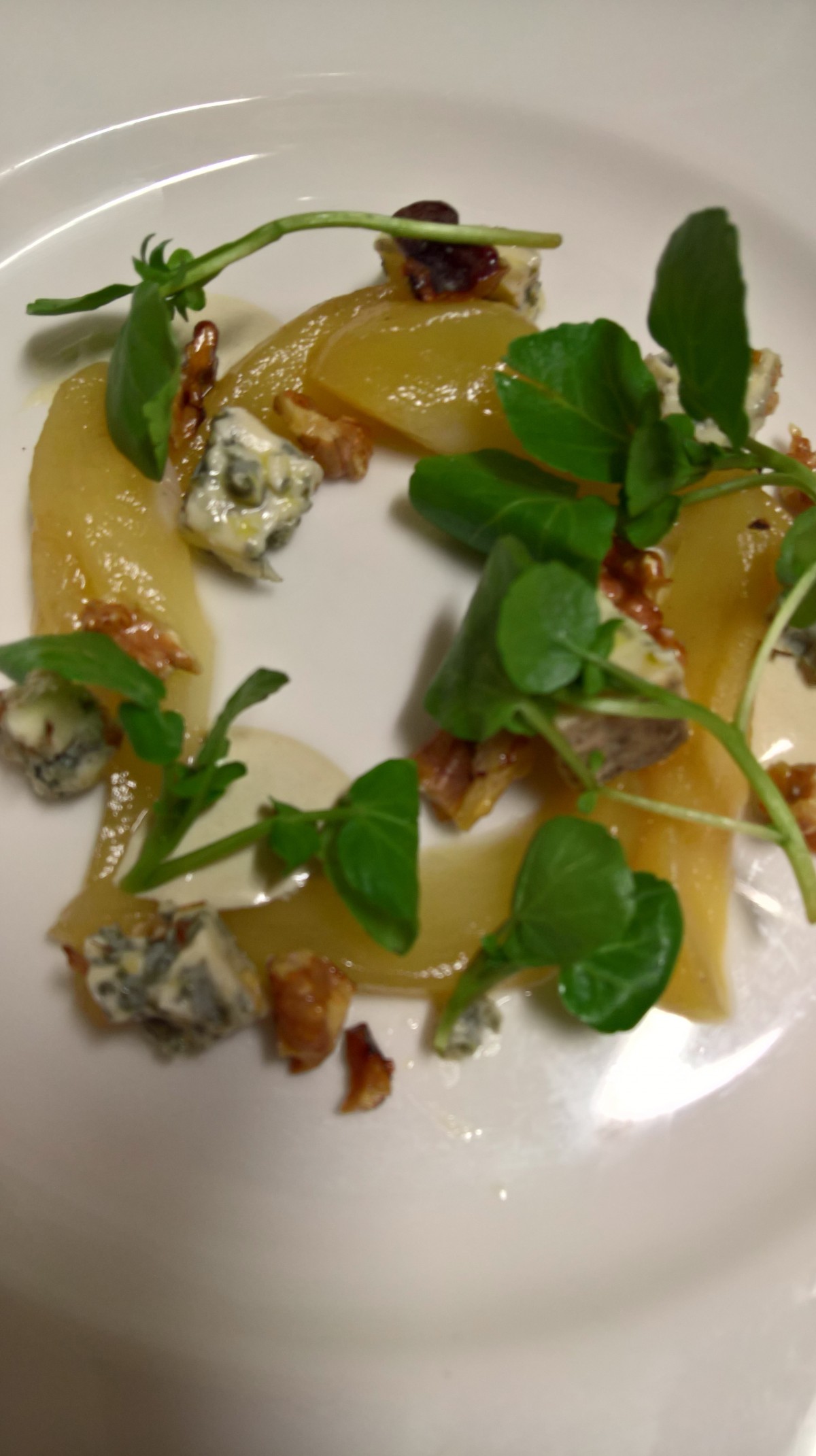 Pear, Strathdon Blue, walnut and watercress. Lunch in Perthshire is never dull!
