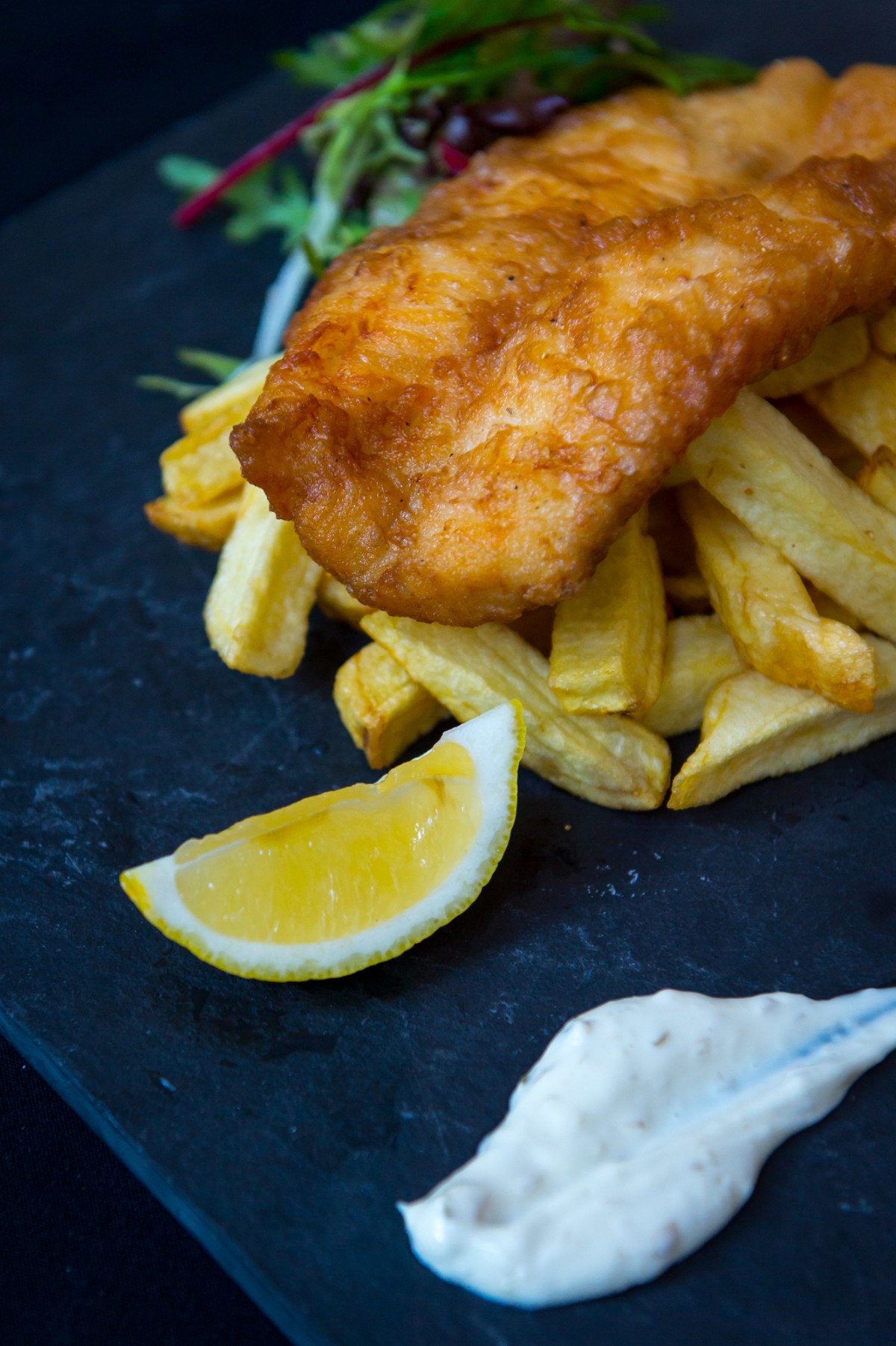 Fish and Chips. Food of the Gods at Horsecross's Glassrooms Cafe in Perth Concert Hall.