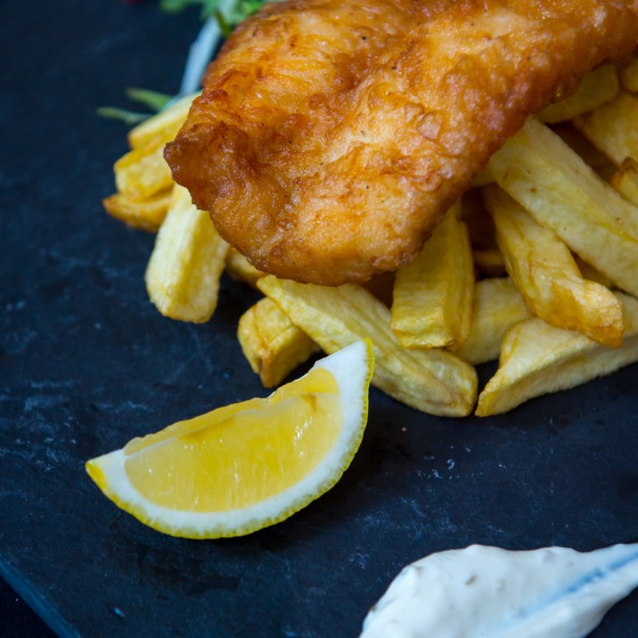 Fish and Chips. Food of the Gods at Horsecross's Glassrooms Cafe in Perth Concert Hall.