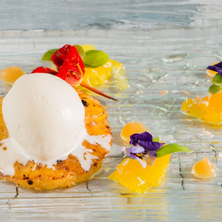 Homemade Icecream with a citrus and floral dress.