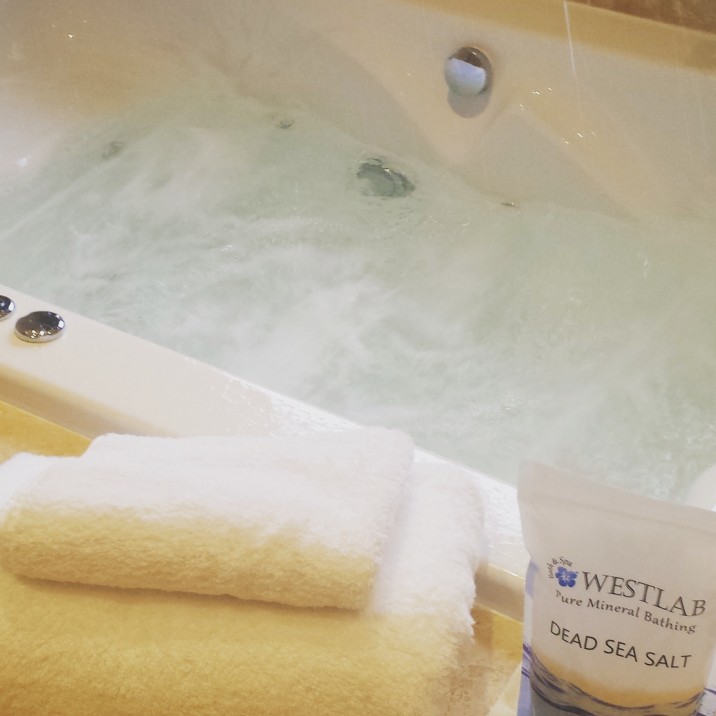 The Jacuzzi Bath is a double and has rests for feet and head.