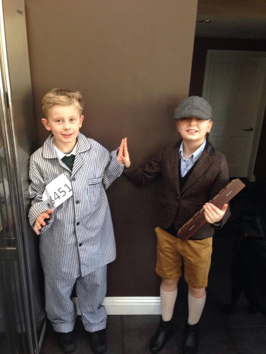 Georgie (10) and Max (8) dressed from characters from 'the boy in the striped pyjamas'. LOVE that book - great costumes.