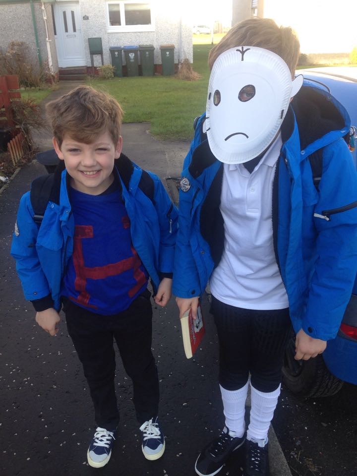 Lukas as Hamish the Explorer (this is the book he is currently reading in class!) Kazik as Greg Heffley from diary of a wimpy kid.
