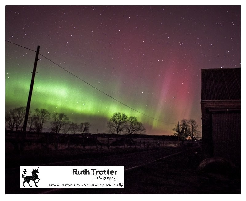 Violet and green ribbons filled the sky over Bankfoot in the Mother's Day 2016 Northern Lights spectacular.
