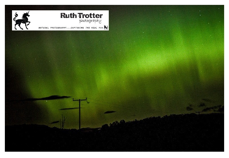 Ruth Trotter photographer brought us this stunning image of teh mysterious green glow of the Aurora Borealis over Perthshire.