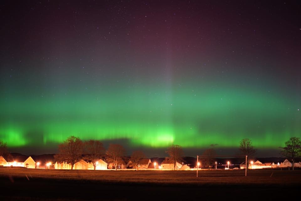This gorgeous image of a turquoise and violet sky over Errol was sent in by Kate Steve Cox.