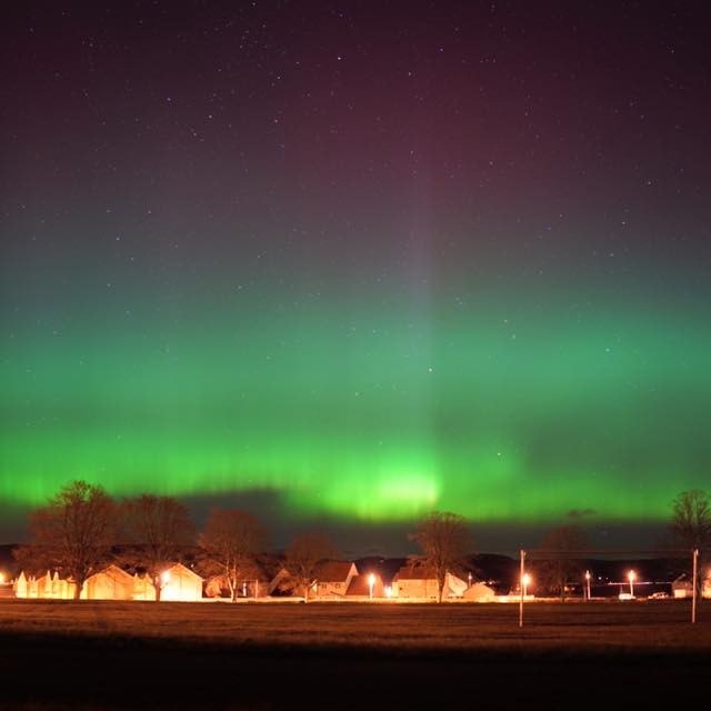 This gorgeous image of a turquoise and violet sky over Errol was sent in by Kate Steve Cox.