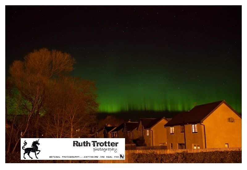 Ruth Trotter, Bankfoot based photographer captured the eerie green glow of the Aurora Borealis over Perth.