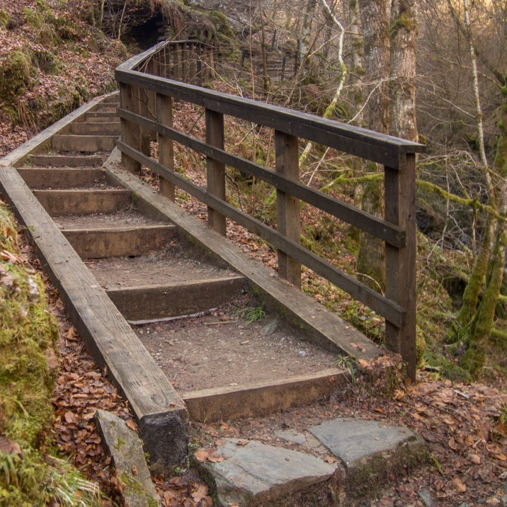 Take the stairs! There is an easy way up at the Birks of Aberfeldy in Perthshire.