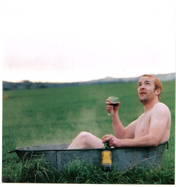 A man in a bath... what else?