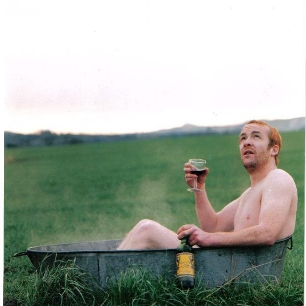 A man in a bath... what else?