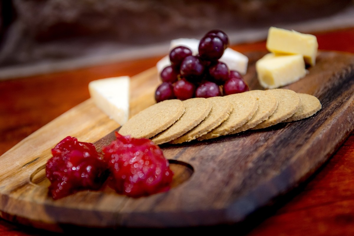 Great selection of local cheeses with oatcakes and chutney.