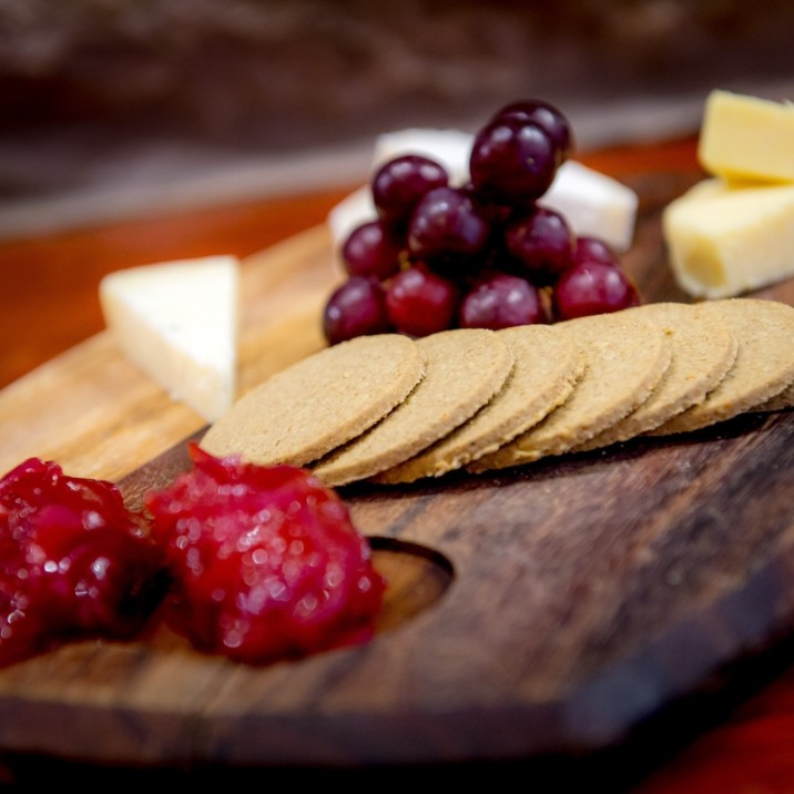 Great selection of local cheeses with oatcakes and chutney.