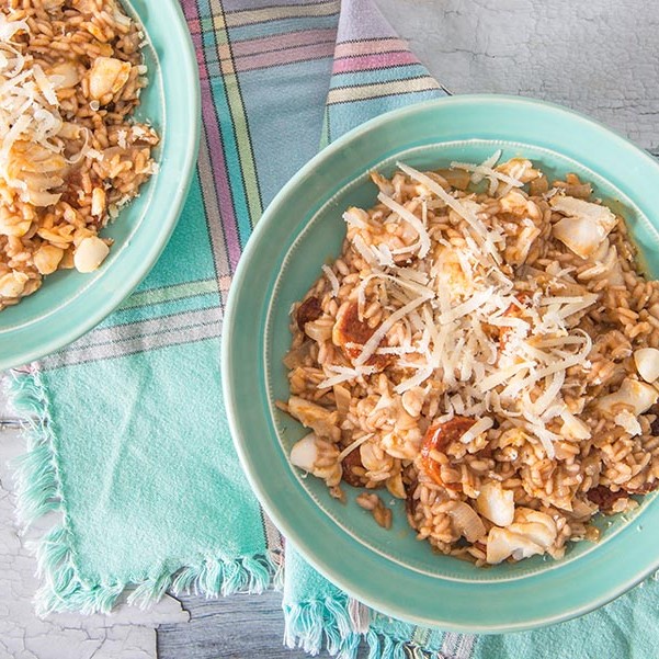 Chorizo Risotto in bowls