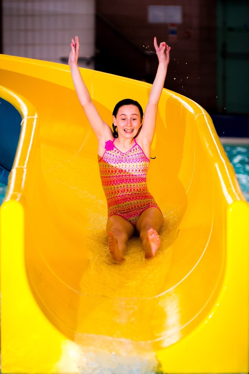 Swim and Skate Girl going down flume gallery