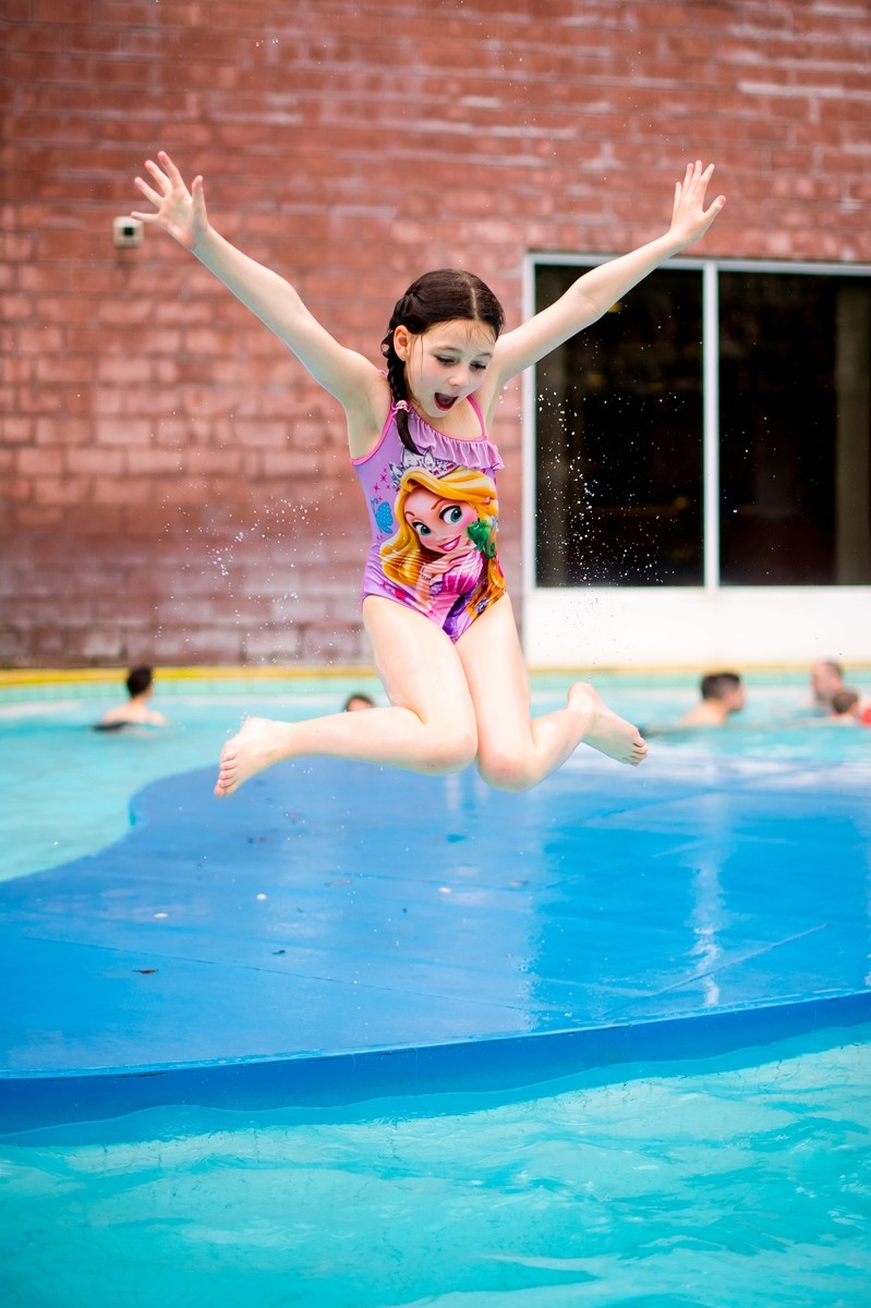 It's so much fun to leap into the outdoor pool!
