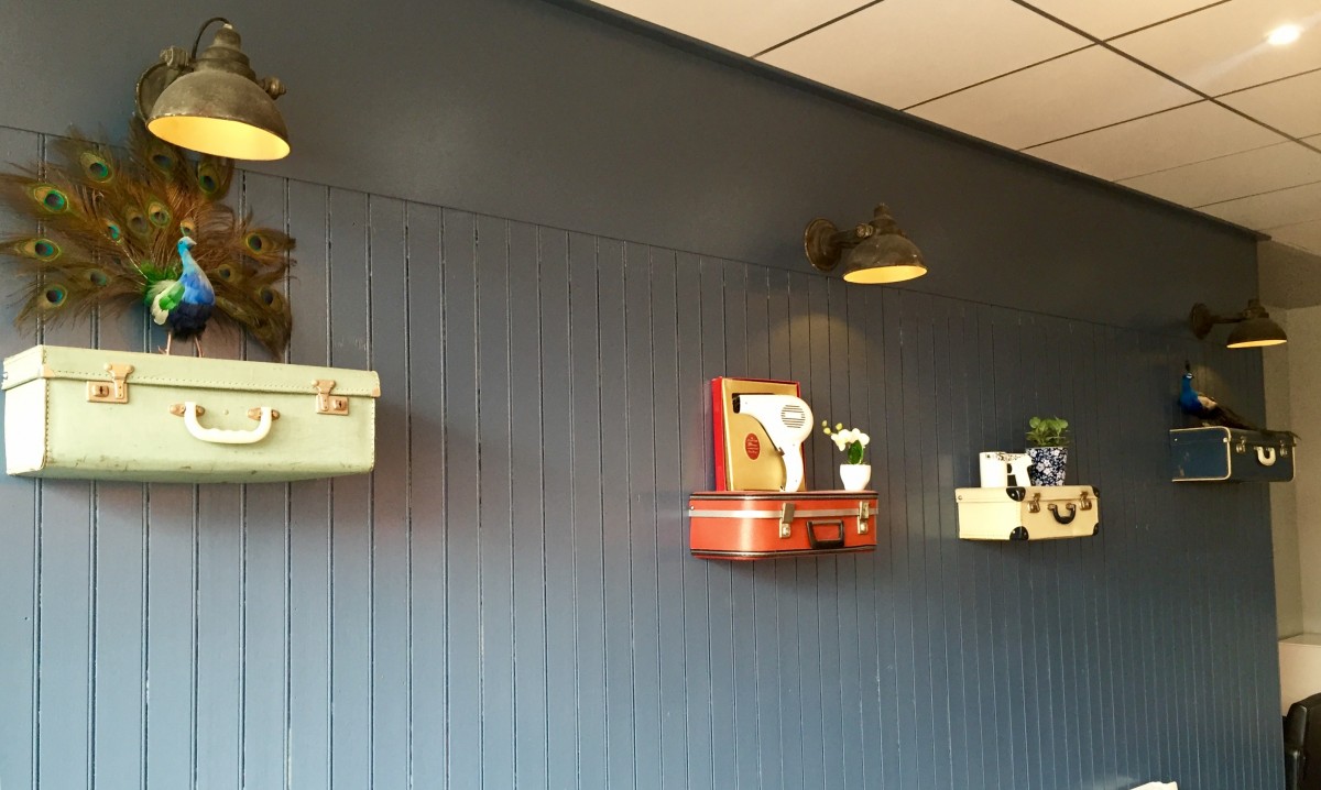 The Suitcase shelves add a real quirky edge to Rae Peacocks uber cool Hair Salon.