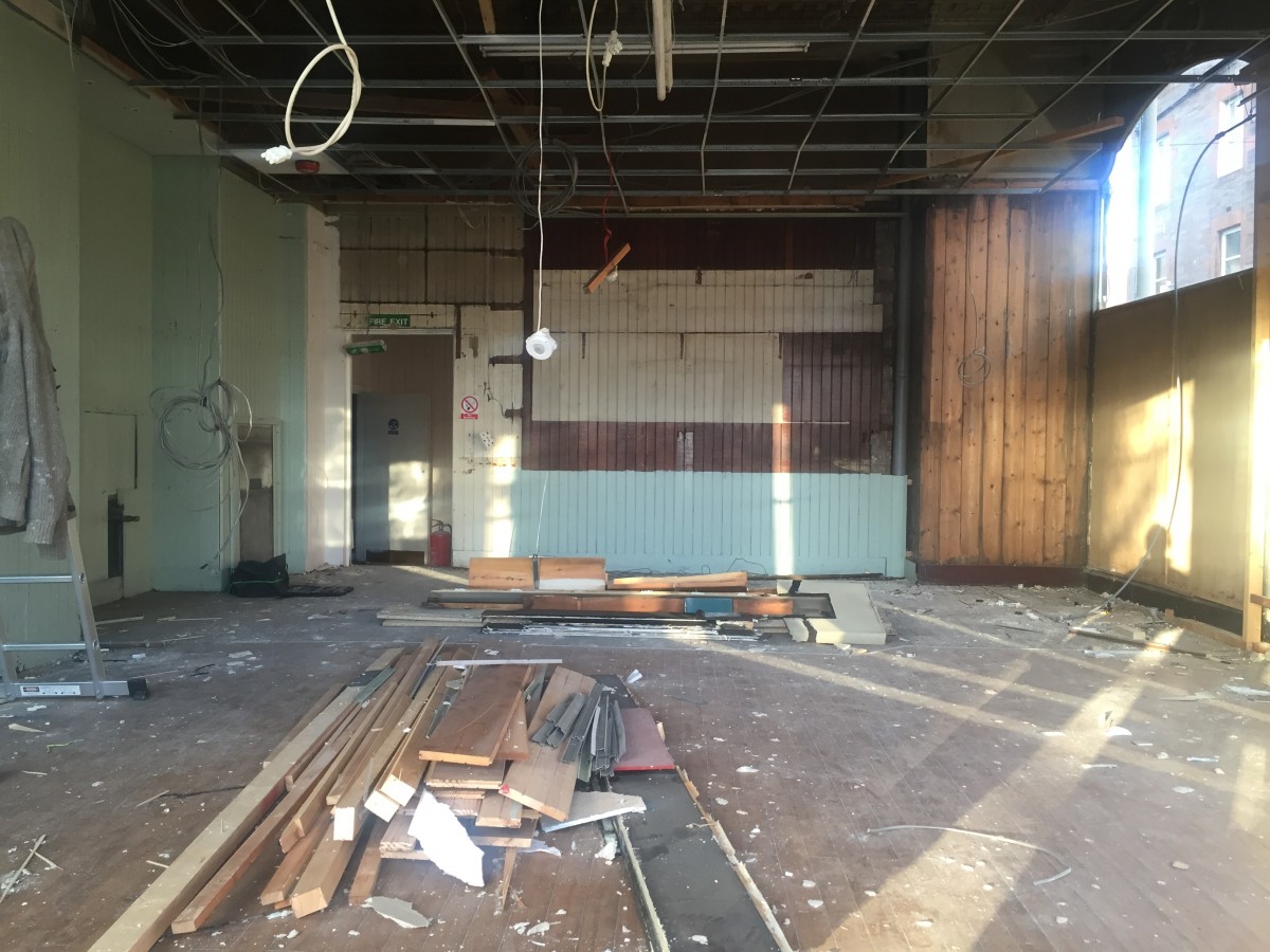The stripped out shell that has now become the lovely new Rae Peacock Hair Salon on York Place.