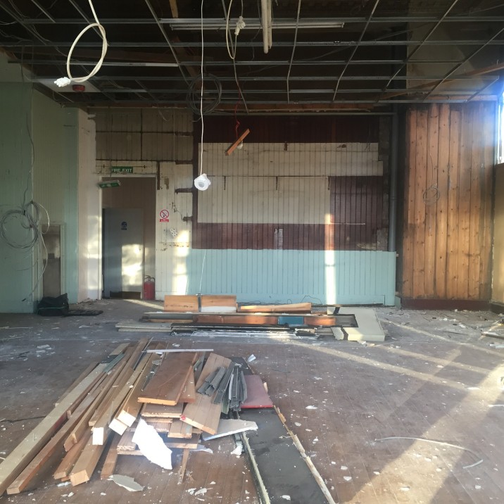 The stripped out shell that has now become the lovely new Rae Peacock Hair Salon on York Place.