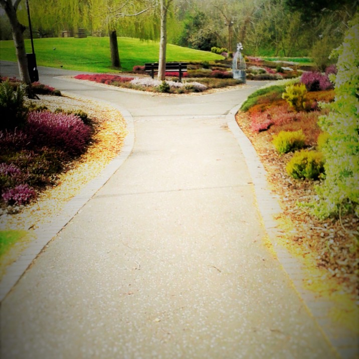 The start of the path when you come out of the car park