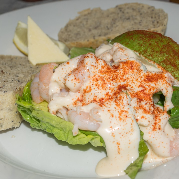 Delicious Prawn Cocktail in Perth, Perthshire.  The food in this region is just so delicious and most restaurants will serve fresh, locally sourced produce