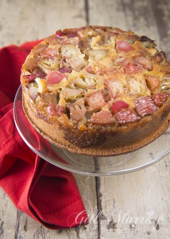 This Rhubarb Topsy Turvy Cake is fun, tangy and delicious with ice cream.