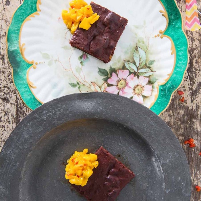 If you dont like beetroot I hope that youll still be tempted by the idea of a brownie and give these a try. They really are delicious and hit the spot with a good cup of brew. We added a dollop of Gills home made mango and chili honey salsa to accompany the brownies and give them a little kick on the side and it was amazing!