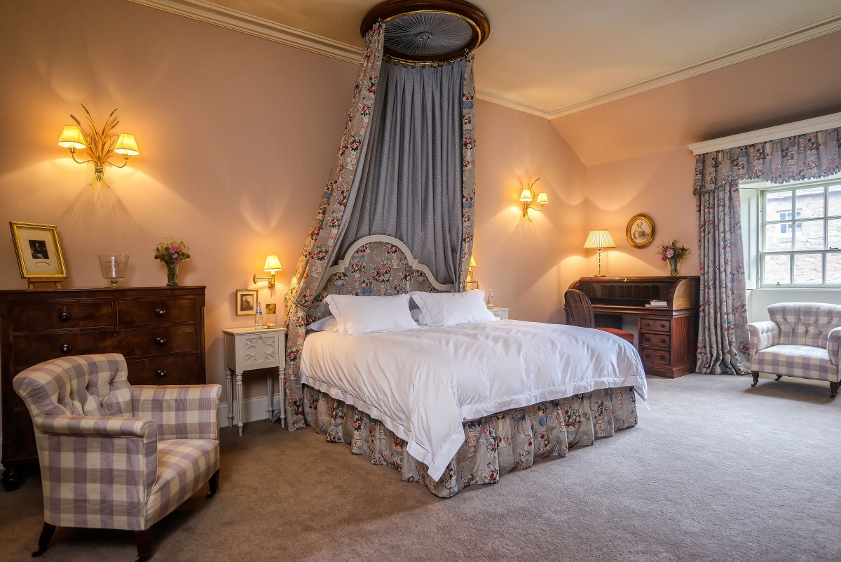 You can book to stay in the luxurious 5 Star Balvaird Apartment within the Scone Palace Grounds.  With 3 Double Rooms it can sleep up to 6 people.