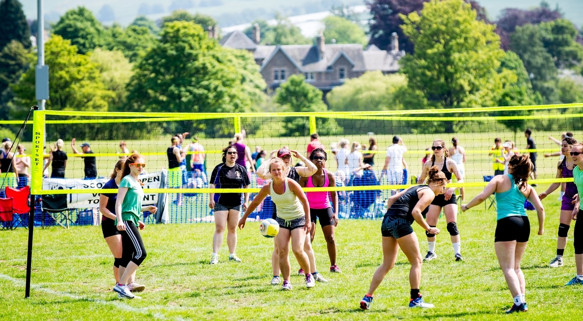 The sun was shining at the Scottish Volleyball Championships 2016 on the North Inch in Perth, UK.